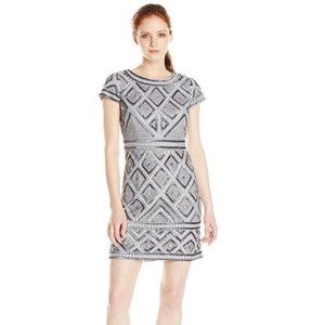 Adrianna Papell Grey Beaded Cocktail Dress Size 2